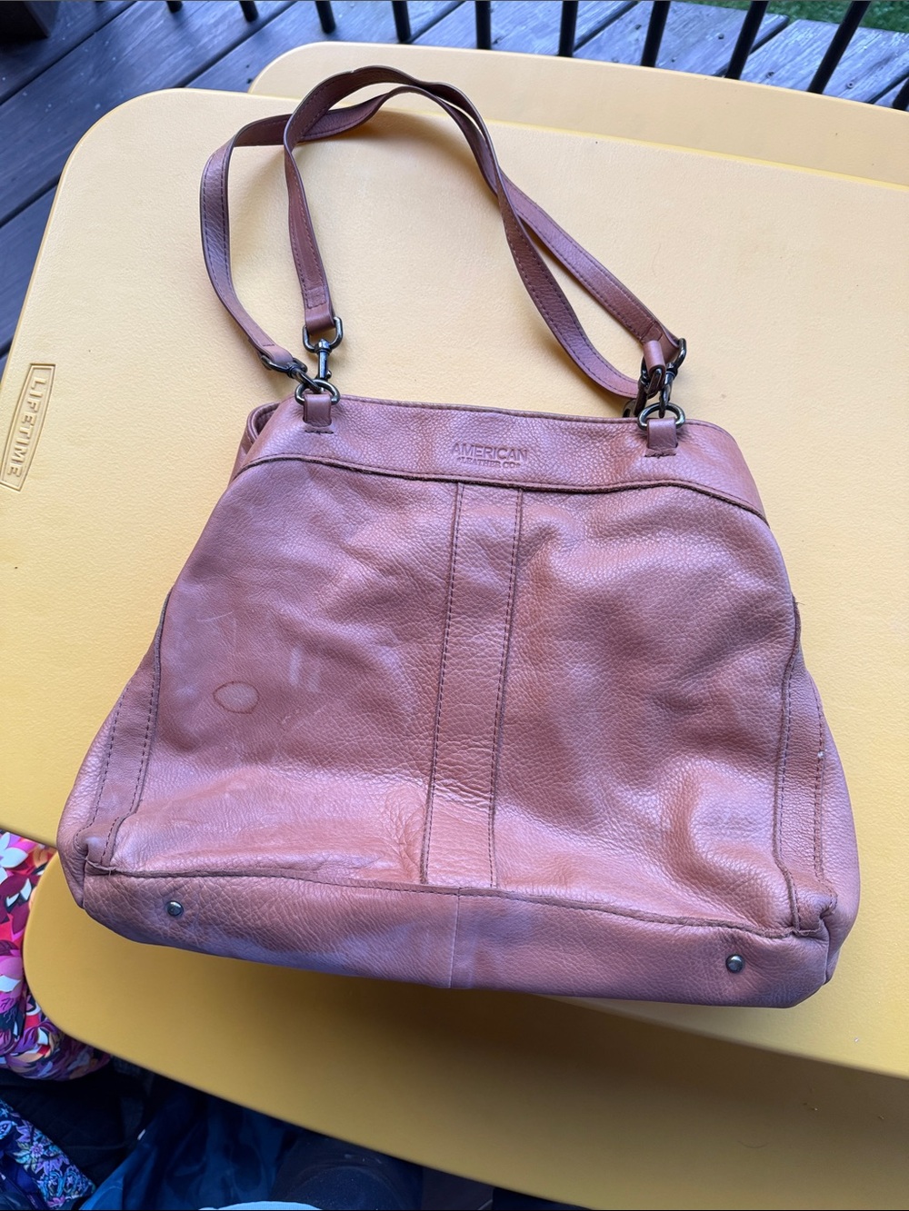 American Leather Shoulder Bag in Cognac Brown